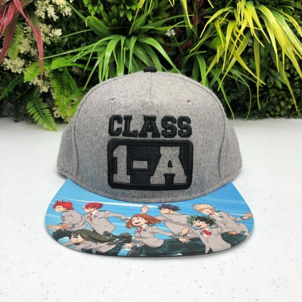 My Hero Academia Class 1-A Hat Cap Snap Back Mens One Size Gray Anime Graphic